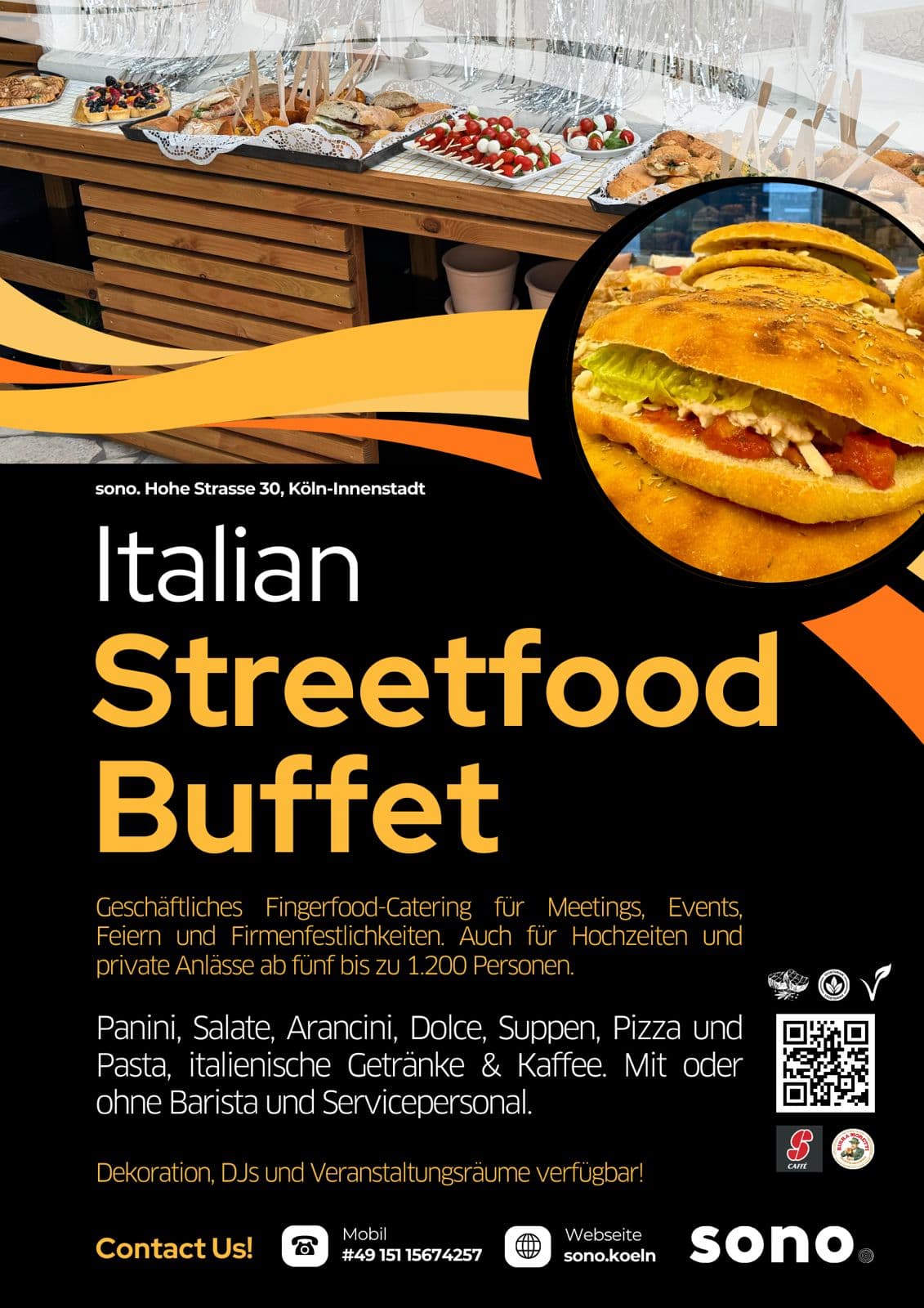 Maßgeschneidertes Event-Catering von sono. – Italienische Gaumenfreuden für jede Gelegenheit